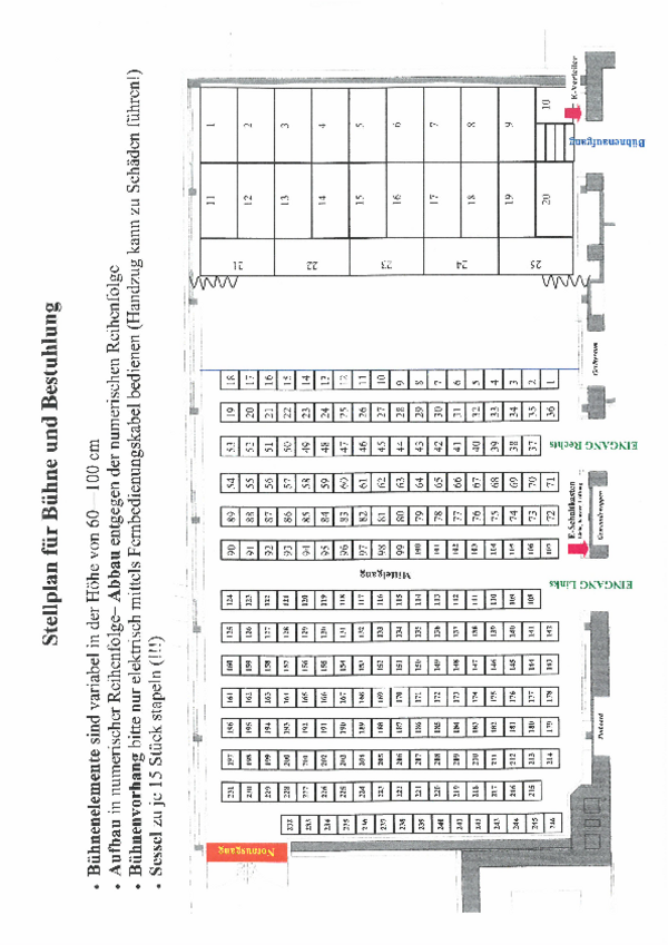 Stellplan für Bühne und Bestuhlung