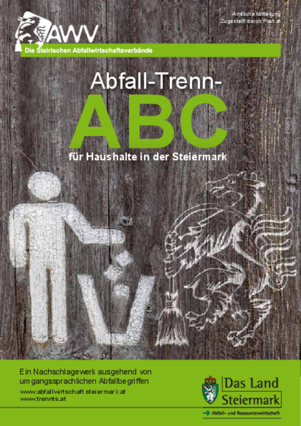 Abbildung des Folders "Abfall-Trenn-ABC für Haushalte Steiermark"