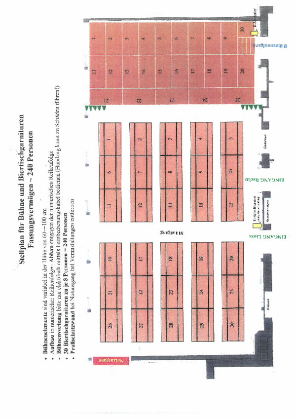 Stellplan für Bühne und Biertischgarnituren
