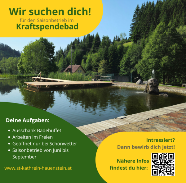 Foto vom Kraftspendebad mit Infos zur Stellenausschreibung
